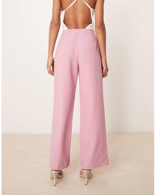 Y.A.S Pink High Waist Wide Leg Tailored Trouser Co-ord
