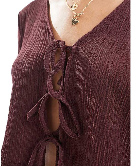 Top Bordeaux Allacciato Sul Davanti di ONLY in Red