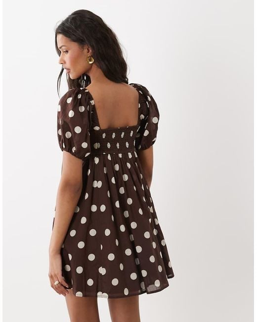 Abercrombie & Fitch Blue Puff Sleeve Mini Babydoll Dress