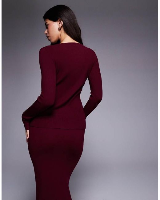 Kaiia Purple Button Through Split Front Longline Knitted Top Co-Ord