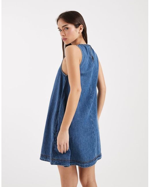 Tommy Hilfiger Blue A-Line Chambray Mini Dress