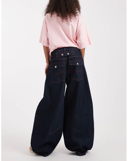 X006 - jean ballon xl à taille basse - bleu brut Collusion en coloris Blue