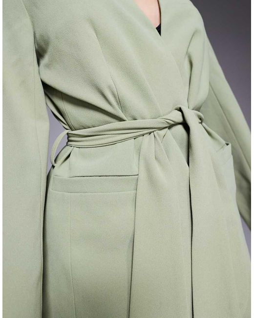 ASOS Blazer Zonder Kraag Met Gestrikte Taille in het Natural