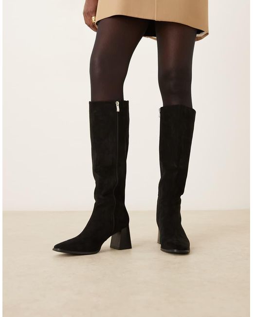 Botas Negras De Tacón Grueso De Tejido Microtexturizado Ishbel De -Negro Raid de color Black