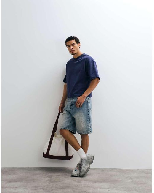 Collusion Blue V Neck Fitted T-shirt for men