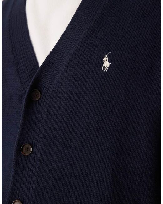 Polo Ralph Lauren Blue Icon Logo Cotton Relaxed Fit Cardigan for men