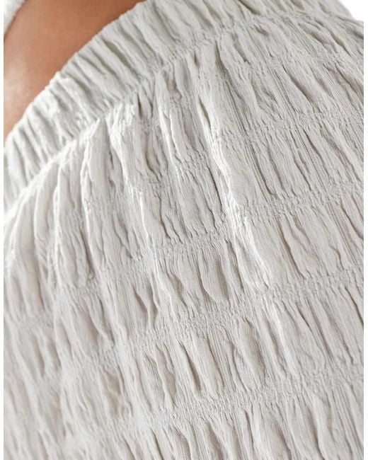 ONLY White Seersucker Wide Leg Trousers