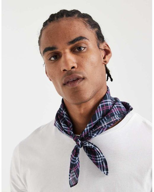 ASOS White Cotton Heritage Plaid Bandana for men