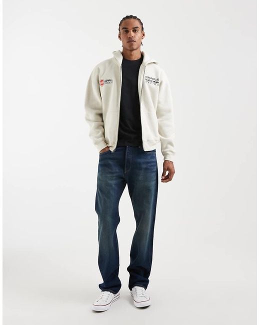Hollister White Red Bull Zip Through Hoodie for men