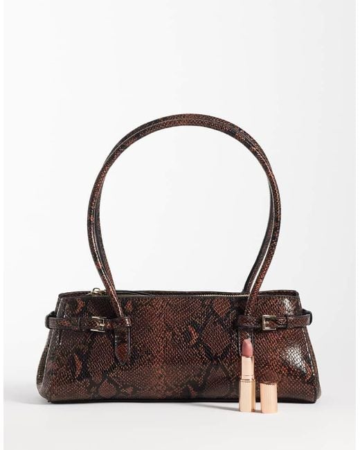 ASOS Brown Textured Belted Shoulder Bag