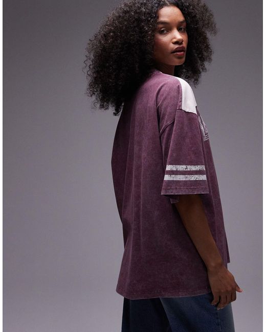 Camiseta extragrande con estampado gráfico "le sports" TOPSHOP de color Purple
