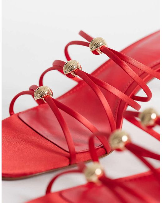 Mango Red Hardware Detail Strappy Heeled Sandal