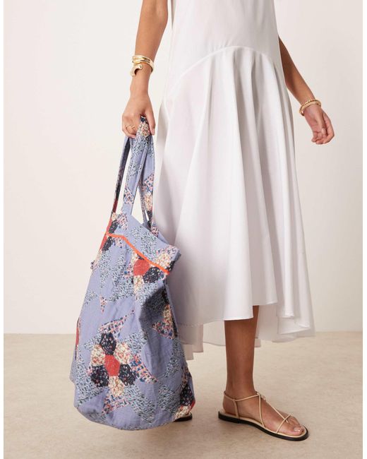 ASOS Multicolor – tragetasche aus seersucker mit em blumenmuster