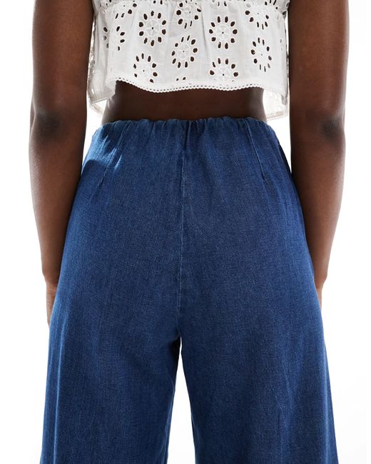 ASOS Blue Soft Wide Leg Jeans With Clean Front