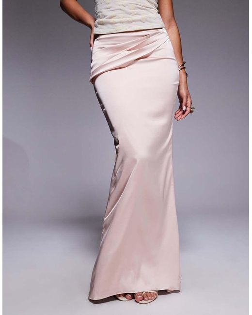 Oh Polly Gray Kelda Drape Maxi Skirt