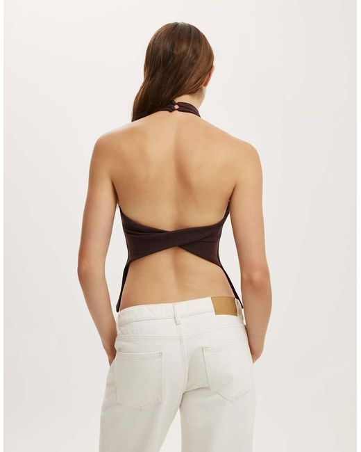 Cotton On Brown Hold Me Halter Twist Back
