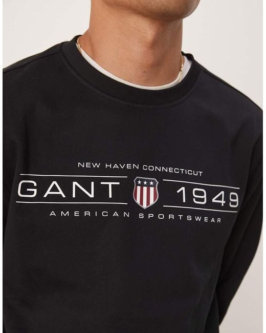 Gant Black 1949 Shield Logo Sweatshirt for men