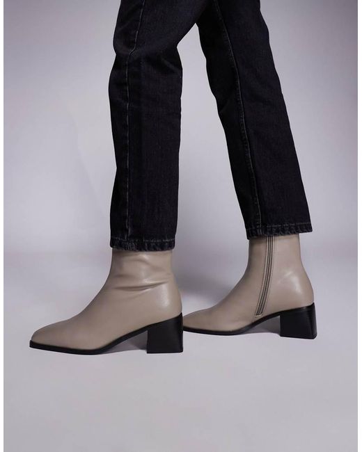 Botines Color Piedra Con Tacón Grueso Nimer De Simmi London-Neutro SIMMI de color Black