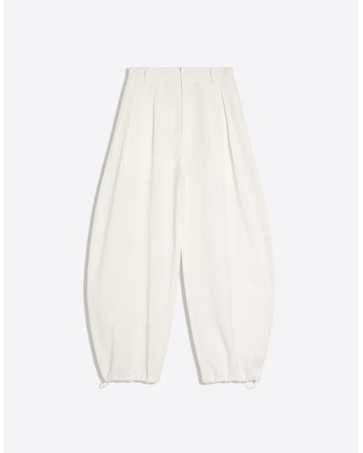 Bershka White Pleated semi-jogger Super baggy Trousers for men
