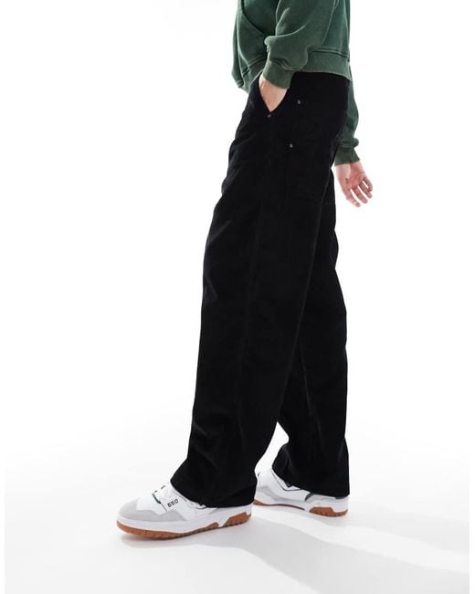 Bershka Black Cord Wide Leg Trouser for men