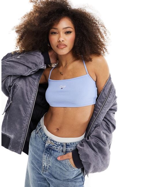 Tommy Hilfiger Blue Cropped Strappy Script Top