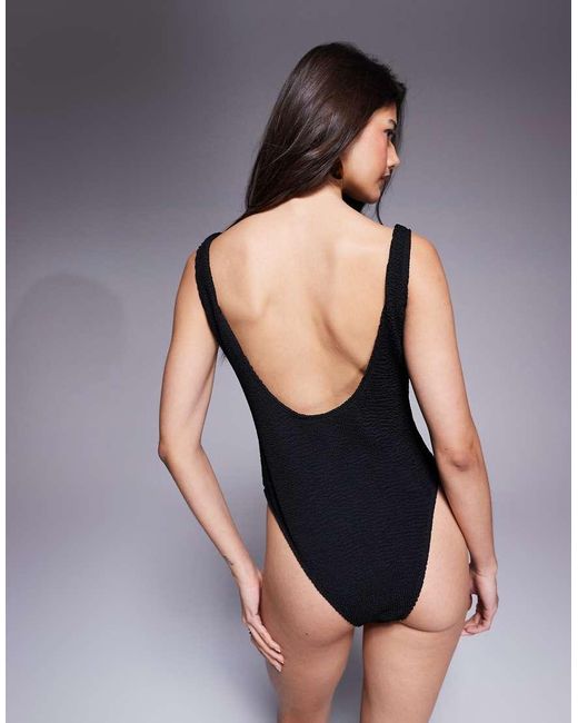 The Frolic Black Exclusive Crinkle Knot Strap Low Back Swimsuit