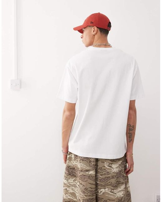 Camiseta Blanca De Corte Cuadrado Holgado De Reclaimed (vintage) de hombre de color White