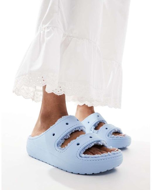 CROCSTM White Cozy Fluffy Strap Sandals