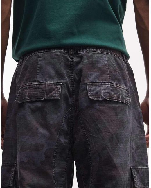 Weekday Blue Co-ord baggy Cargo Shorts for men