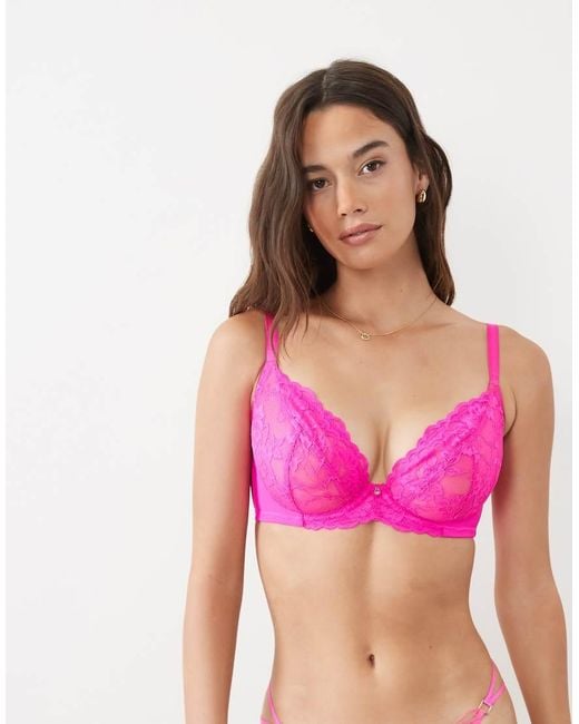 Ann Summers Pink Fuller Bust Sexy Lace Non Padded Plunge Bra