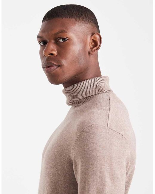 Threadbare Natural Roll Neck Jumper for men