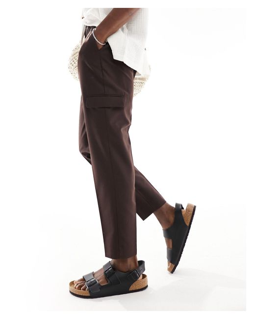 Pantalon habillé fuselé avec poches cargo - marron ASOS pour homme en coloris Brown