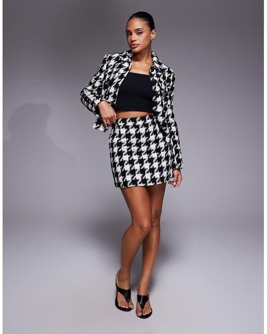 River Island Blue Dogtooth Boucle Mini Skirt