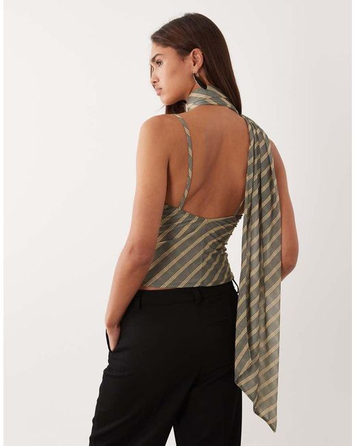 ASOS Brown Stretch Chiffon Scarf Wrap Top