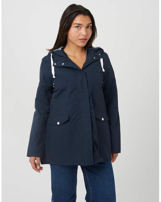 Brave Soul Blue Lightweight Coated Hooded Jacket