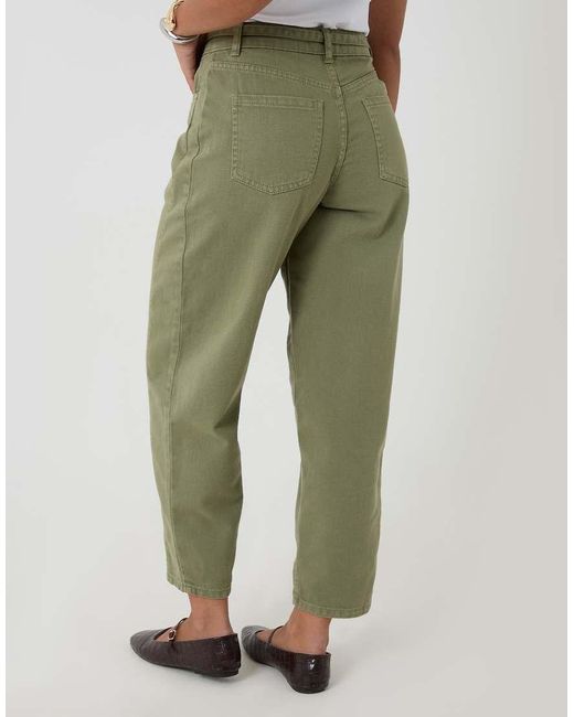 Threadbare Green Belted Barrel Leg Jeans