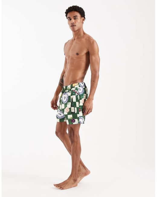 ASOS Green Mid Length Swim Shorts for men