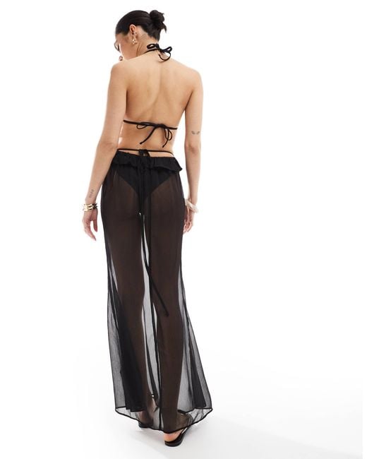 Miss Selfridge White – strand-maxirock aus chiffon