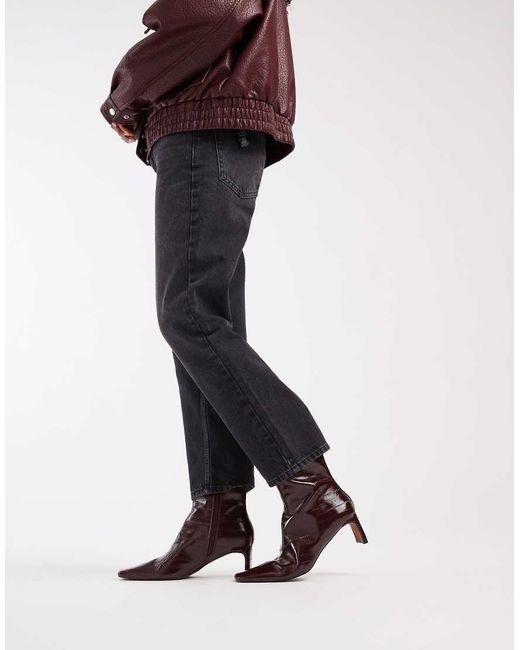 ASOS Red Eliza Set Back Heel Ankle Boots