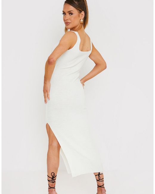 white midi dress with split