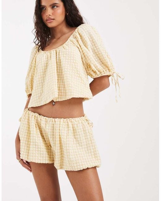 ASOS Natural Bubble Tie Side Shorts Co Ord