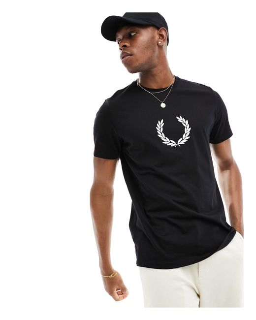 Camiseta negra con corona Fred Perry de hombre de color Black