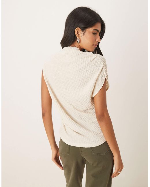 ASOS White Textured Ruched Side Asymmetric Tee