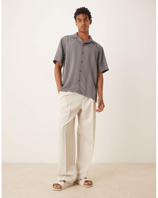 Abercrombie & Fitch – kurzärmliges hemd aus em brokat in Gray für Herren