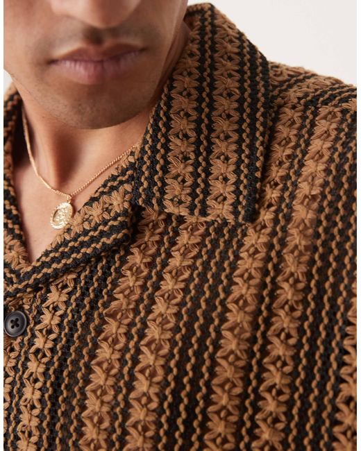ASOS – gehäkeltes hemd in Brown für Herren