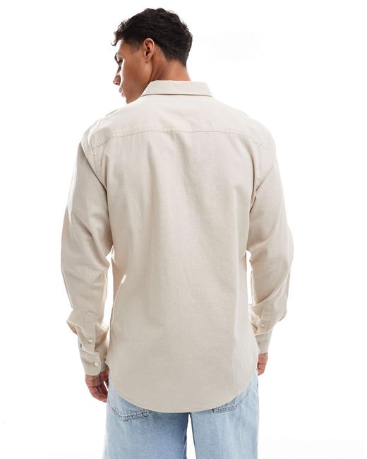Threadbare – langärmliges hemd in Natural für Herren