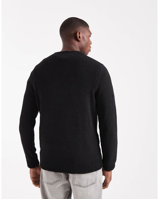 Only & Sons – chenille-pullover in Black für Herren