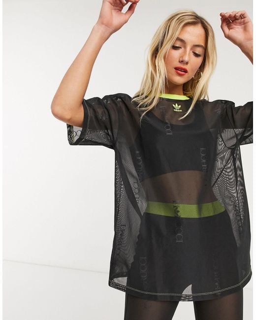adidas Originals Synthetic X Fiorucci Trefoil Mesh Oversize T-shirt in  Black | Lyst