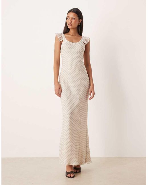 ASOS Natural Scoop Neck Maxi Dress With Tie Back