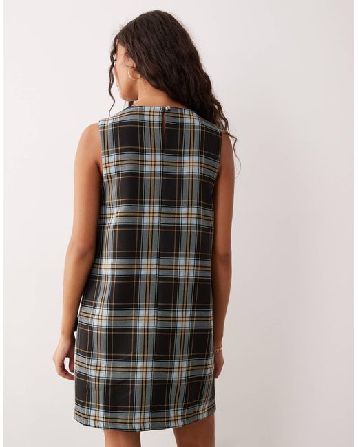 ASOS Multicolor Shift Mini Dress With Pockets Check